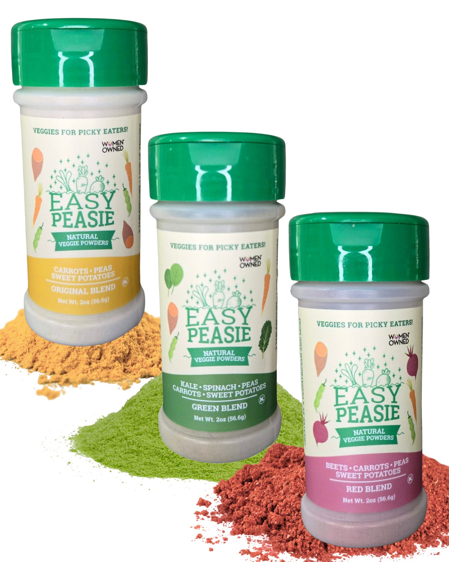 Natural Veggie Powders: 3-Pack (each jar 2oz) - Easy Peasie