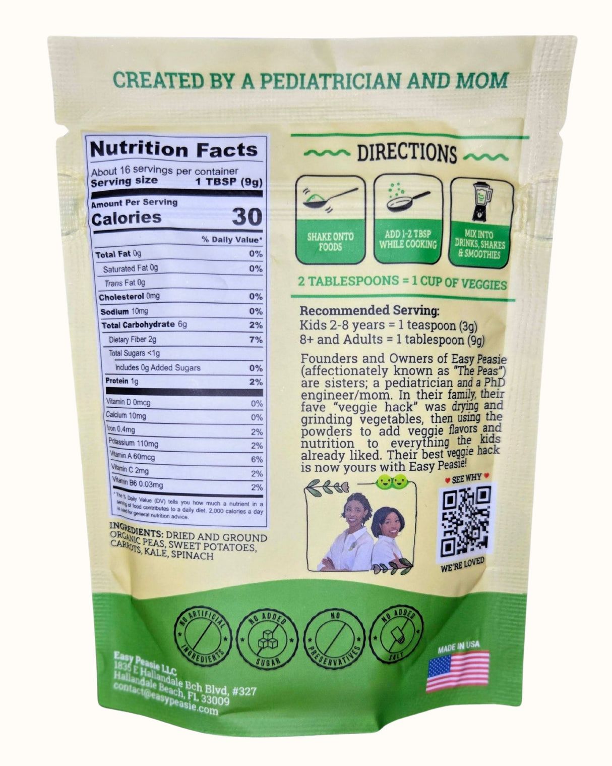 Organic Veggie Powders: Green Blend Pouch, 5oz