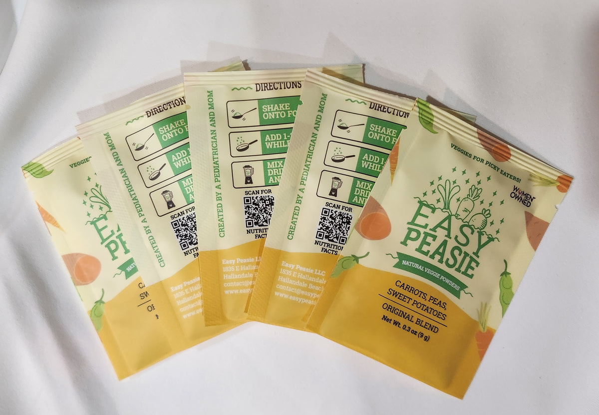 Veggie Powder for Picky Eaters | Original Blend, Daily Serving Packet (5-packet Travel Bundle) | Easy Peasie