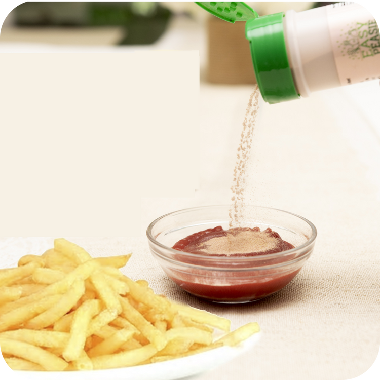 Sprinkle EasyPeasie Veggie Blends into ketchup for an easy veggie hack for picky eaters