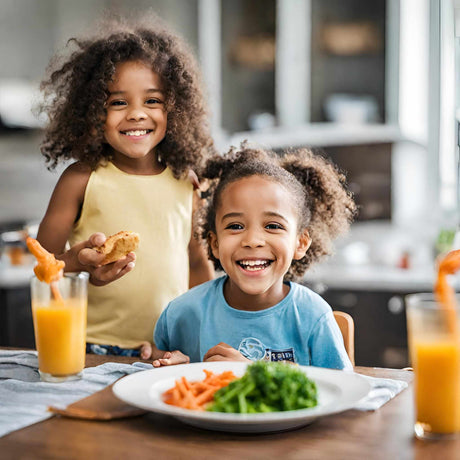 kids eating a healthy snack at the table