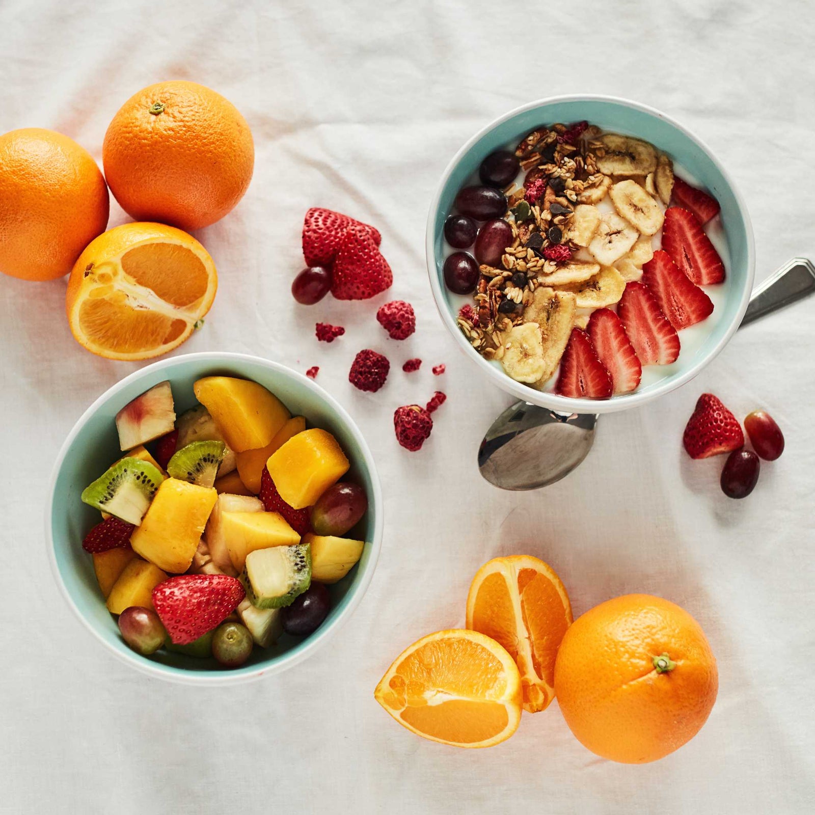 breakfast foods in bowls on table