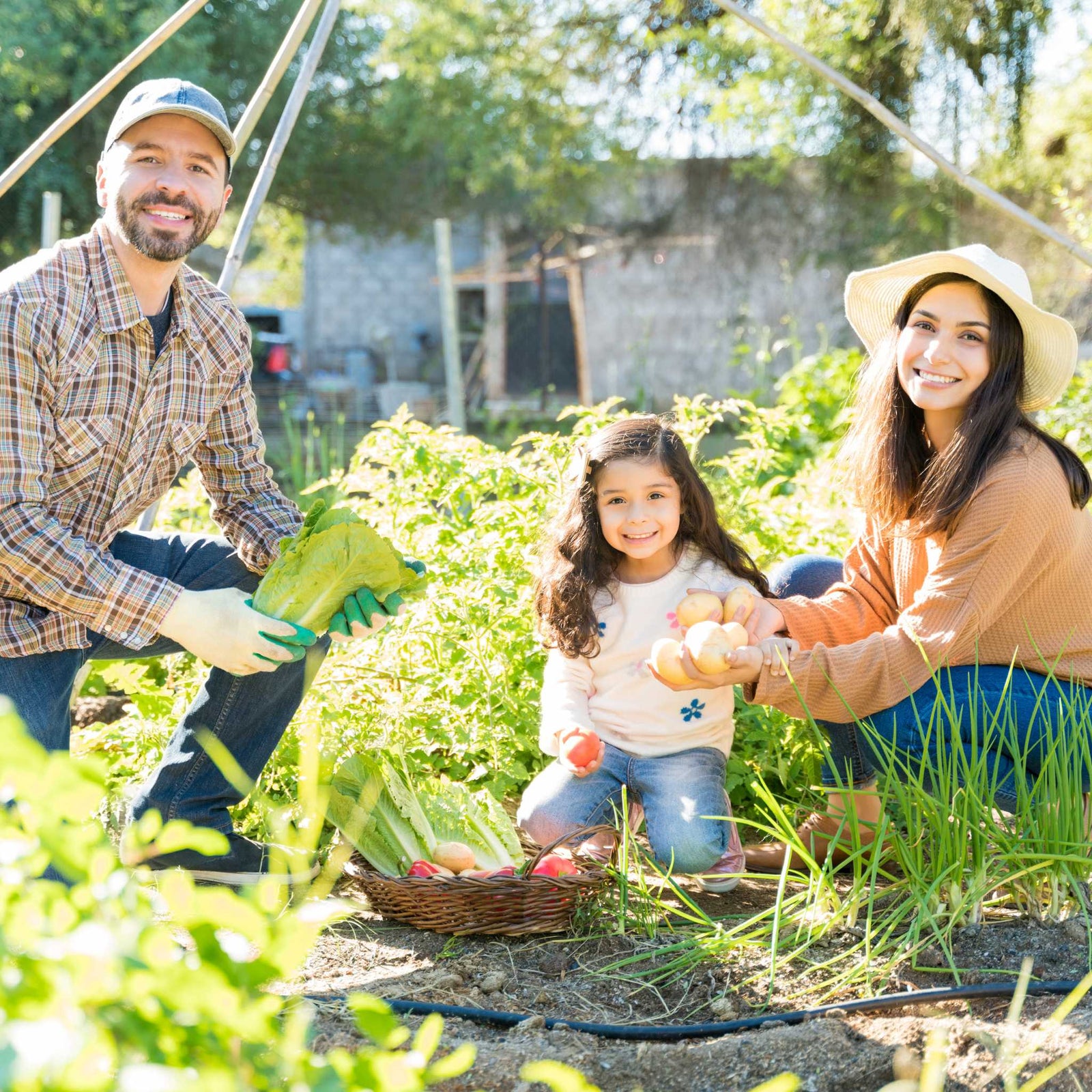 family in garden