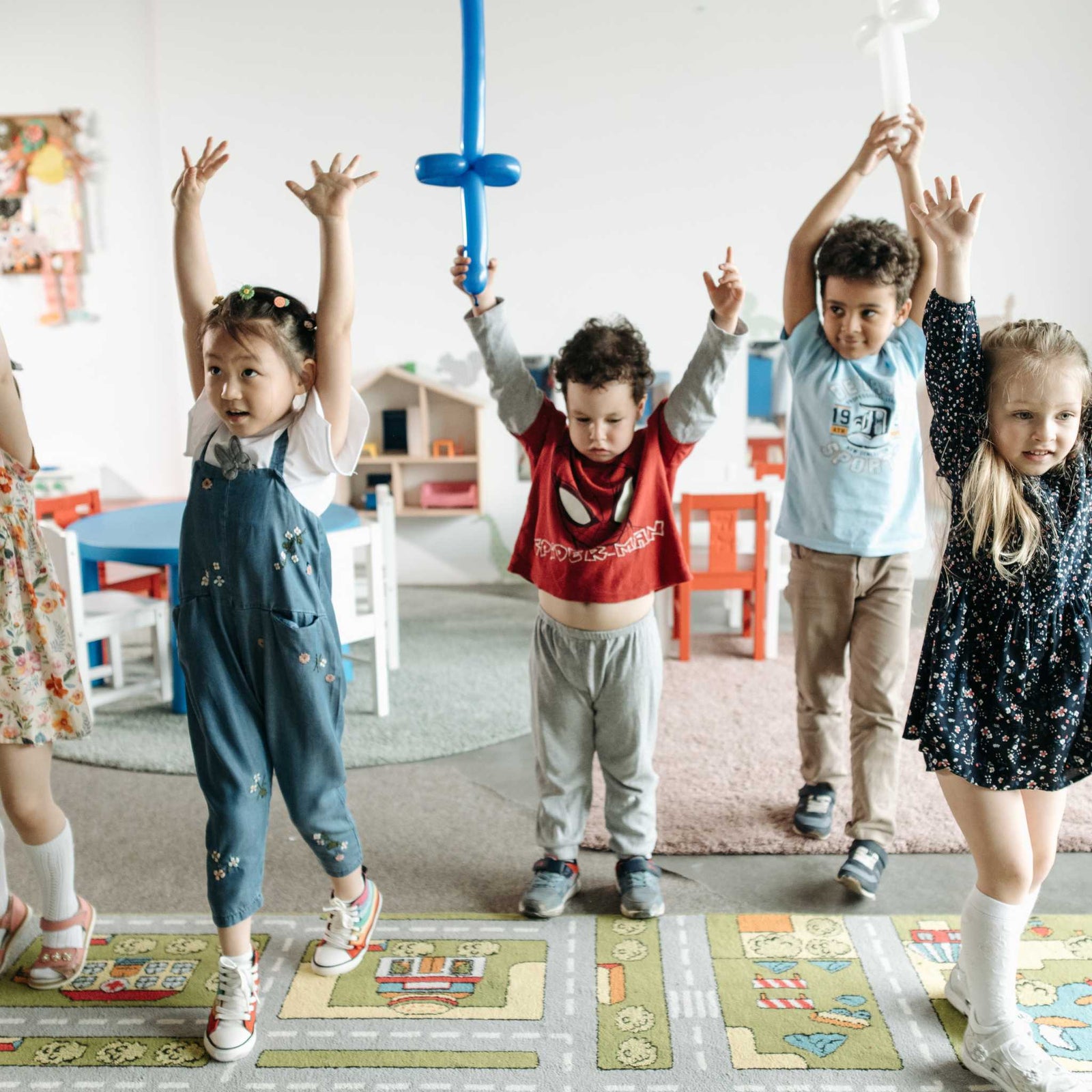 kids playing and exercising