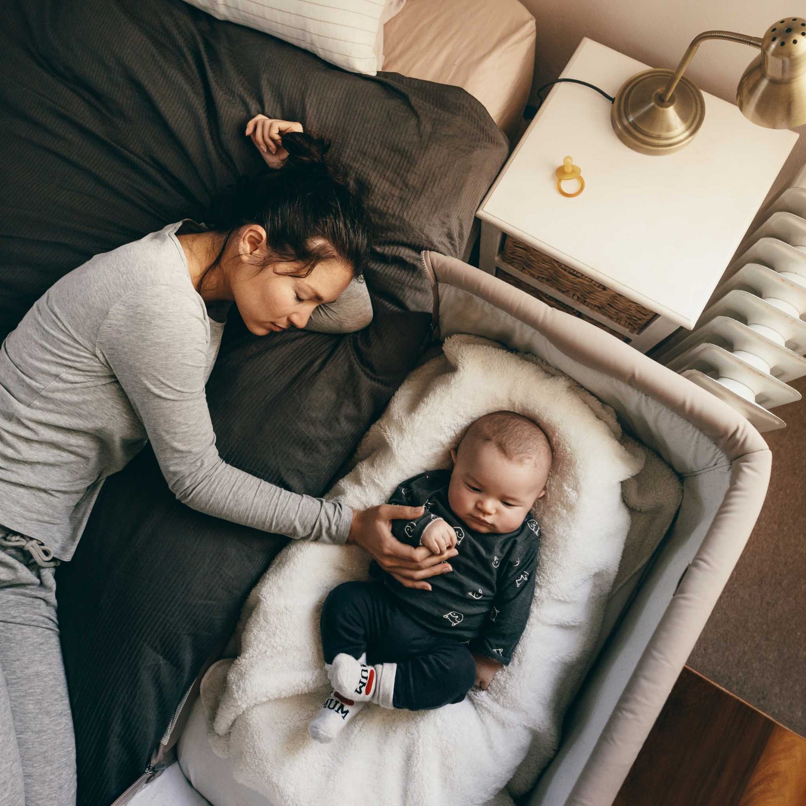 mom and baby sleeping