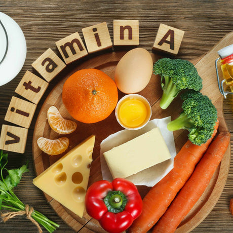 vitamin A surrounded by vitamin-A containing foods