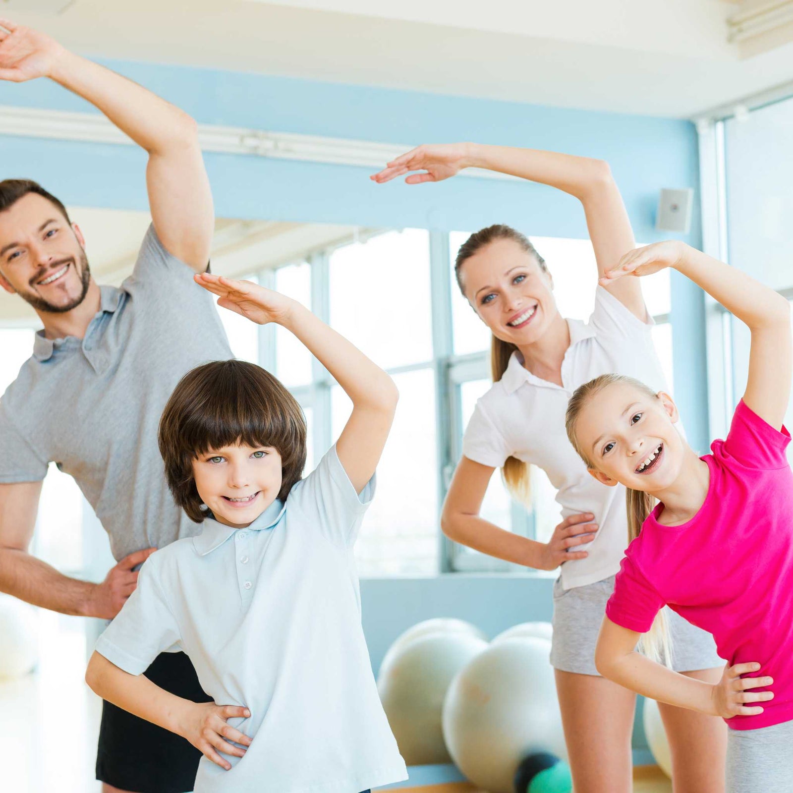 family exercising together