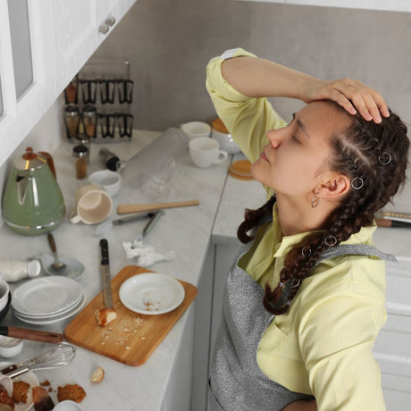 stressed mom in kitchen