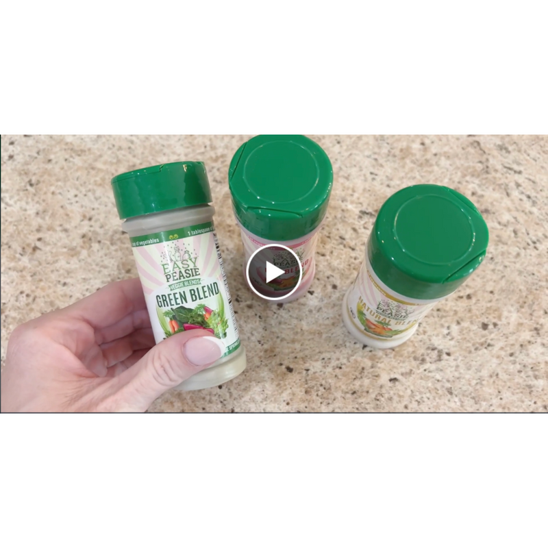 cover image for video of mom blogger using and reviewing Easy Peasie veggie powder blends