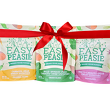 3-pack of Easy Peasie veggie powder pouches with a red ribbon 