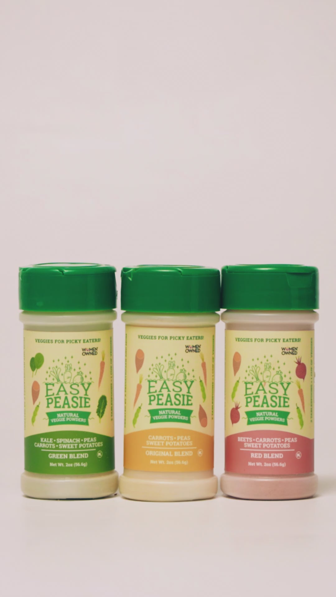 Natural Veggie Powders: 3-Pack (each jar 2oz) - Easy Peasie