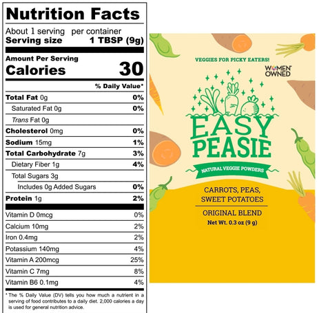 Veggie Powder for Picky Eaters | Original Blend, Daily Serving Packet (5-packet Travel Bundle) | Easy Peasie