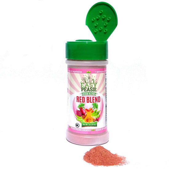 Easy Peasie Red Blend Veggie Powder (carrots, beets, peas, squash). Vegetable supplement that’s picky eater approved