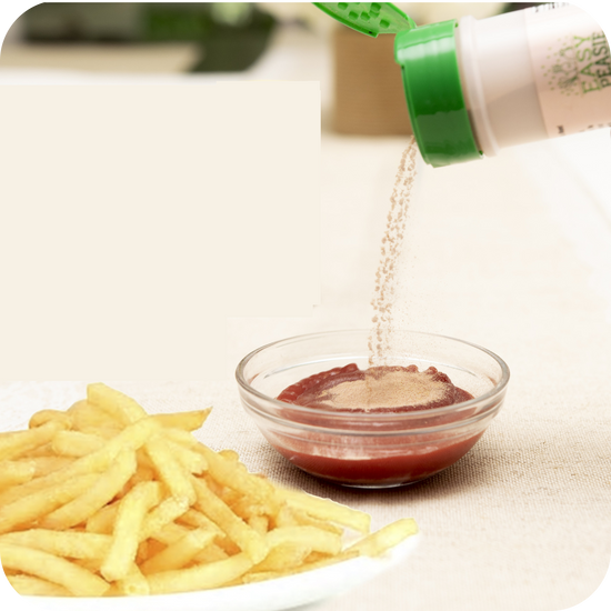 Sprinkle EasyPeasie Veggie Blends into ketchup for an easy veggie hack for picky eaters