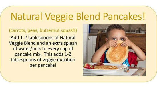 Recipe - EasyPeasie Natural Veggie Blend (carrots, peas, squash) and Pancakes