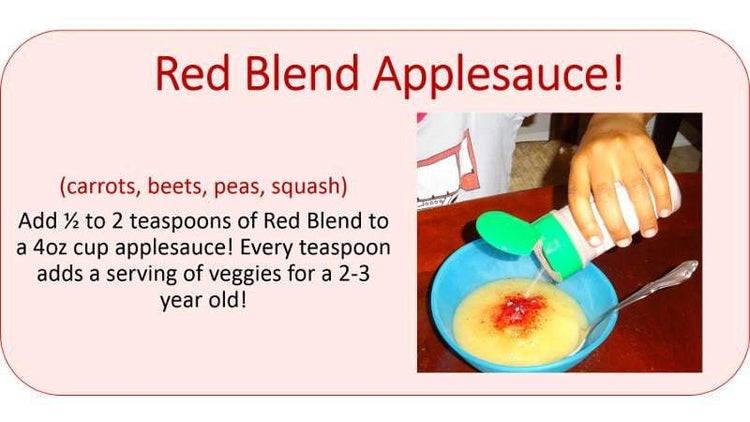 Recipe - EasyPeasie Red Blend (carrots, peas, beets, butternut squash) vegetable supplement in Applesauce